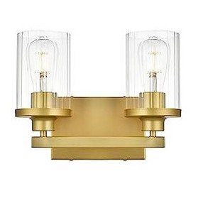 Elegant Lighting Saanvi 2 light Brass and Clear Bath Sconce - 1 of 4