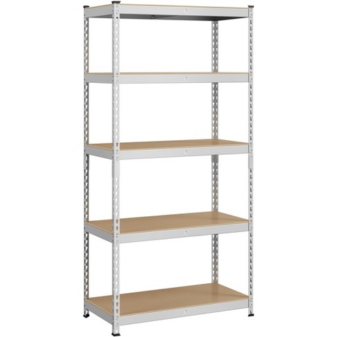 FUNKOL 5 Tier Silver(Chrome) Kitchen Shelf Metal Storage Shelf Height Adjustable