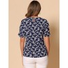 INSPIRE CHIC Women's Floral Summer Crew Neck Casual Shirred Short Sleeve Blouse - 4 of 4