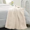 Attop Chevron Chenille Knit Throw Blanket for Couch, Cozy Texture Decorative Soft Blanket for Sofa & Chair, 50"x60", Ivory - 2 of 4