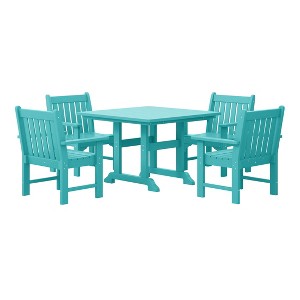 WestinTrends Malibu 5-Piece HDPE Outdoor Patio Chair and Square Table Dining Set - 1 of 4