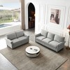 Linen Fabric 2+3 Seat Sofa Set with Storage, Round Arm, Brown Solid Wood Legs - 2 of 4