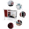 Lyngins 2-Tier Cedar Wood Rabbit Hutch, Indoor/Outdoor Rabbit Cage with Runway and Leak-Proof Plastic Tray, Multi-Entrance Small Animal Cage, Red - 3 of 4