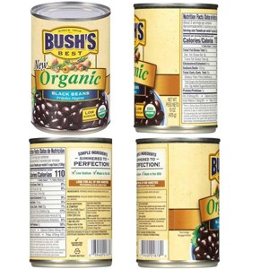 Bush's Best Organic Black and Garbanzo (Chickpeas) Beans Variety Pack, 3 Black Beans, 3 Garbanzo Beans, 1 CT - 1 of 4