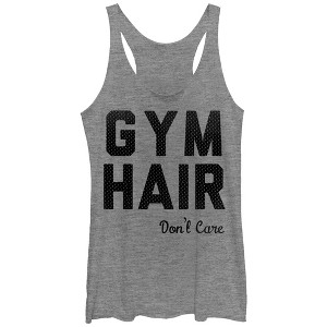 Women's CHIN UP Gym Hair Don't Care Racerback Tank Top - 1 of 3