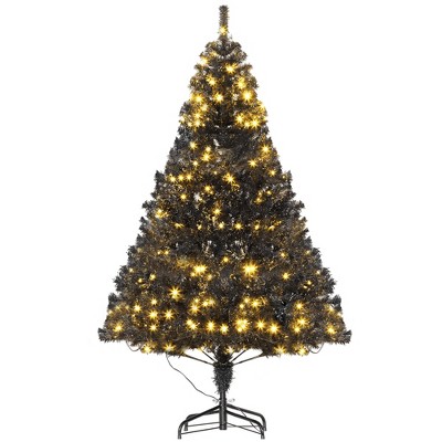 TopComfy Christmas Tree Stand 6ft Prelit Douglas Fir Artificial Christmas Tree with Realistic Branches, Black, 40.3"*40.3"*70.8"