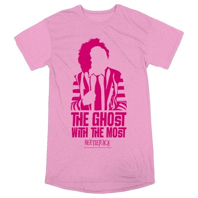 Beetlejuice Ghost With the Most Silhouette Women's Pink Heather Sleep Shirt