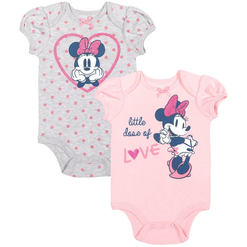 Disney Minnie Mouse Newborn Baby Girls 15 Pc Set Sleep N' Play Coverall Bodysuit Tee Pants Bibs Hat Mitts Blanket 0-6 Months, 2 of 10