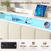 Greenstell Bed Frame with LED Lights & Charging Station, Upholstered Headboard with 4 Storage Drawers - 3 of 4