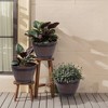 VECELO Planters Set, Plastic Pot with Perforated Tray, Decorative Foliage Plants, Vintage Planters 3-Piece Set, Artificial Wood Planters - 3 of 4