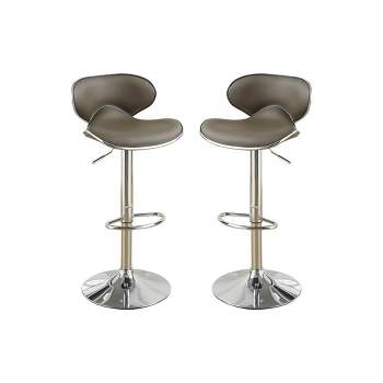 Simple Relax Adjustable Faux Leather Bar Stools Espresso Set of 2