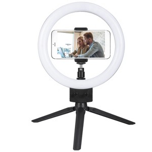 iMountek"9" Dimmable LED Ring Light with Adjustable Tripod & Phone Holder for Selfie, Video & Makeup"White - 1 of 4
