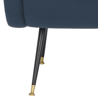 Transitional Navy Velvet Accent Chair with Gold Cap Legs, 29"W
