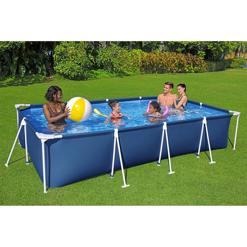 Bestway Steel Pro 13 Feet x 7 Feet x 32 Inch Rectangular Metal Frame Above Ground Outdoor Backyard Swimming Pool, Blue (Pool Only), 3 of 9