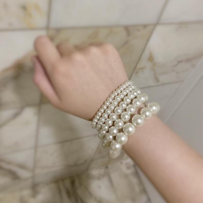 Faux Pearl Stretch Bracelet 5pc - A New Day™ White : Target