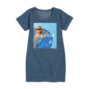 Girls' - Barbie - Sun's Out Graphic Short Sleeve Fleece Dress - 1 of 3