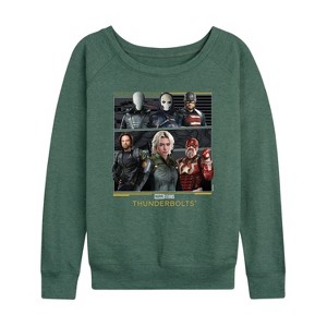 Women's - Marvel - Thunderbolts Grid Lightweight French Terry Wide Neck Long Sleeve Shirt - 1 of 4