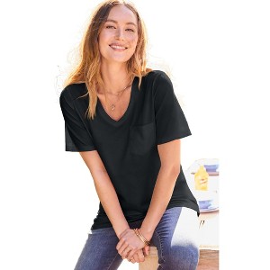 Woman Within Perfect V-Neck Pocket Tee - 1 of 2
