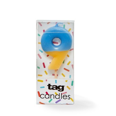 Tag Digit 9 Candle - Fun Cake Candle for Celebrations, 1.18" x 1.77", 0.07 hrs Burn Time, Easy Clean, Everyday Use