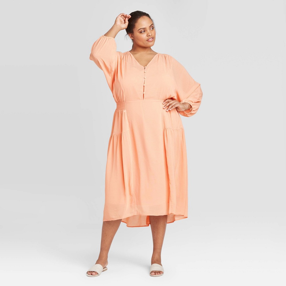 Women's Plus Size Long Sleeve Shirtdress - Prologue Coral 2X, Pink was $37.99 now $22.79 (40.0% off)
