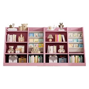 Vynxaria Pink Wooden Toy Storage Organizer Cabinet Kids Bookshelf - 1 of 4