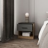 Vynxaria Matt Grey/Macadamia Nightstand, Manufactured Wood, 1 Drawer (Smooth Glides) + Open Shelf, Versatile Design - 3 of 4