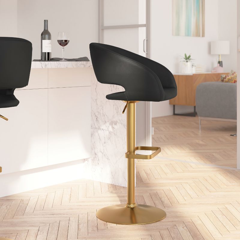 Merrick Lane Modern Bar Stool Rounded Mid-Back Stool With Height Adjustable Swivel Seat, 6 of 21