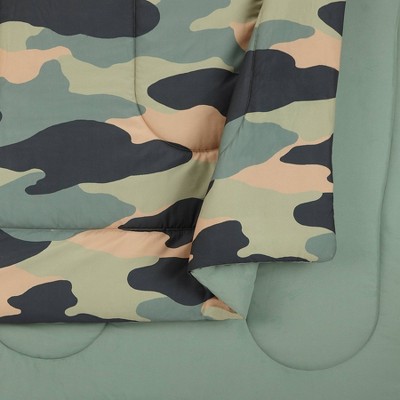 Full Gray Reversible Microfiber Camo Comforter Set