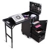 Byootique Aluminum Rolling Nail Table with Train Case Cosmetic Organizer Black - 4 of 4