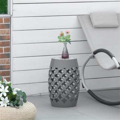 Maggift Patio End Tables, Modern Decorative Side Tables, Stylish Design for Patio, Living Room, Indoor and Outdoor Use, Gray, 12.25"*12.25"*18"