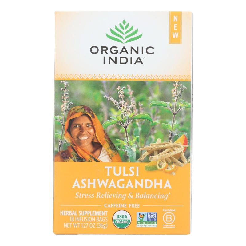 Organic India Tulsi Ashwagandha Tea - Case of 6/18 Bags, 2 of 6
