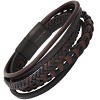 Steeltime Men's black & brown braided leather and black ip stainless steel magnetic layered bracelet - 2 of 4
