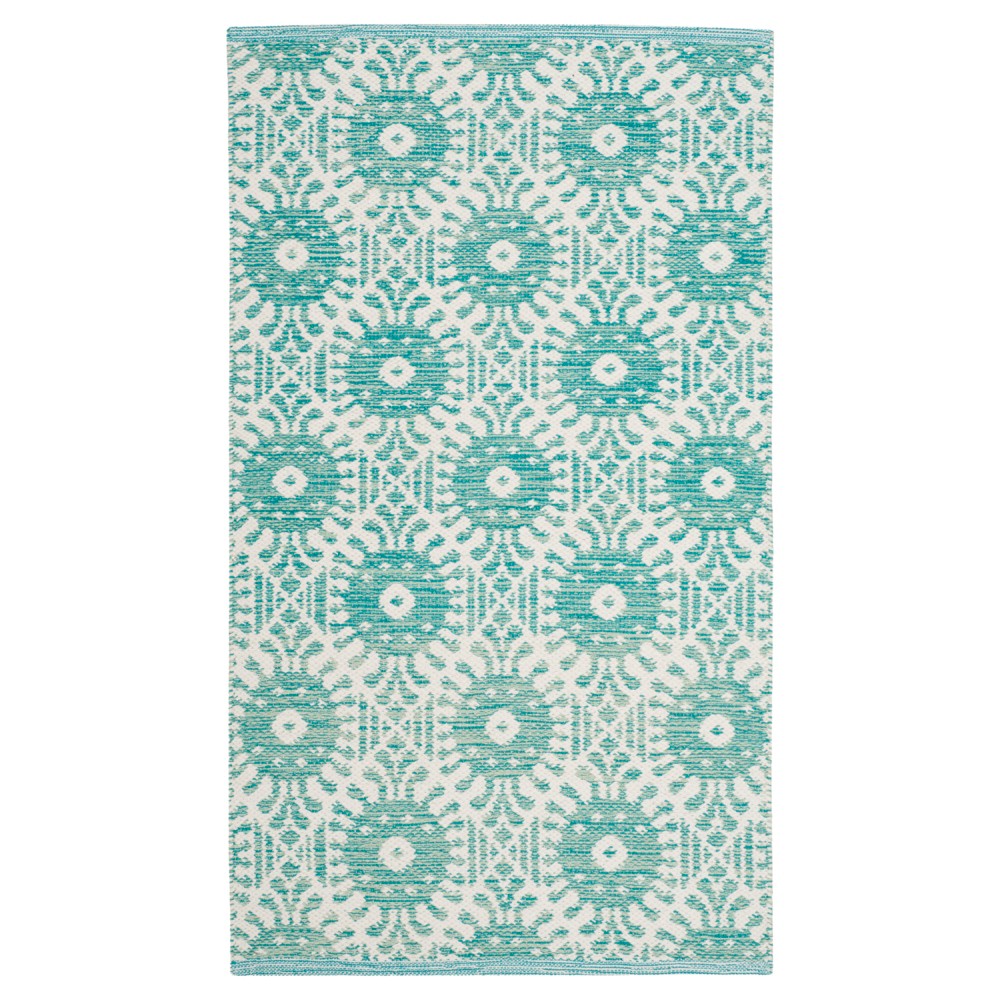 3'x5' Nedra Geometric Woven Area Rug Aqua/Ivory - Safavieh