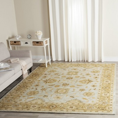 Hand-Tufted Elegance Light Blue Wool Rectangular Rug 54" x 16"