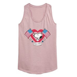 Women's - Peanuts - Snoopy Since 1776 Flag Heart Graphic Racerback Tank - 1 of 4