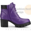 Perphy Women's Platform Lace Up Chunky Heel Ankle Combat Boots - 4 of 4