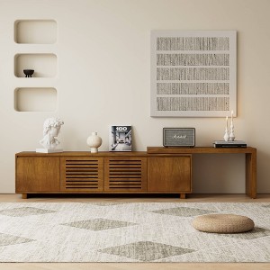 VYNXARIA 63" Mid-Century Modern Extendable TV Stand for TVs up to 75", Farmhouse Entertainment Cabinet with Storage & Adjustable Panel - 1 of 4