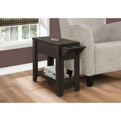 Monarch Specialties ACCENT TABLE - 23"H / ESPRESSO WITH A GLASS HOLDER