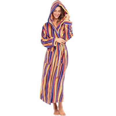 ADR Plush Fleece Robe for Women, Long Hooded Bathrobe with Hood, Plus Size
