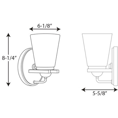 Polished Chrome 1-Light Wall Sconce with Etched Glass Shade
