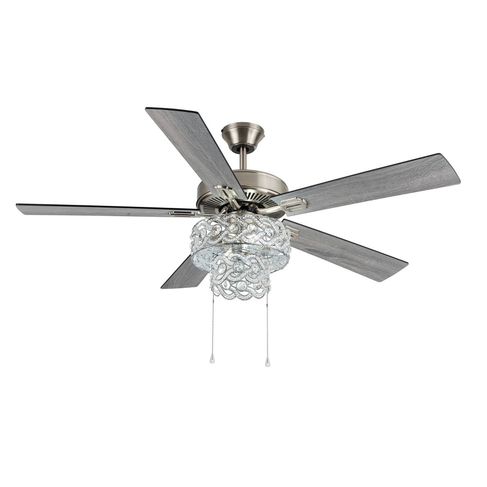 52" LED Olivia Beaded Braid Wedding Band Ceiling Fan with Chandelier - River of Goods