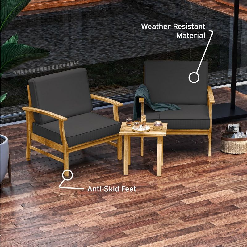 Nestl Small Patio Furniture Set, 3 Piece Outdoor Patio Bistro Set with Cushions, 5 of 7