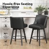 Vipbear Counter Height Bar Stools Set of 2,Swivel Barstools with Back and Wood Legs, Upholstered Bar Chairs, 26" H Kitchen Island Home Bar - 3 of 4