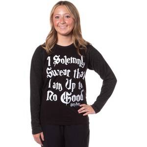 Harry Potter Girls' I Solemnly Swear Glow In The Dark Raglan T-Shirt - 1 of 4