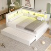 Full Size Upholstered Platform Bed with Trundle, USB Ports, and LED Belt for Bedroom or Apartment - 2 of 4