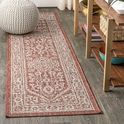 Photo 1 of ****** NOT NON SLIP****** Sinjuri Medallion Textured Weave Indoor/Outdoor Area Rug - JONATHAN Y