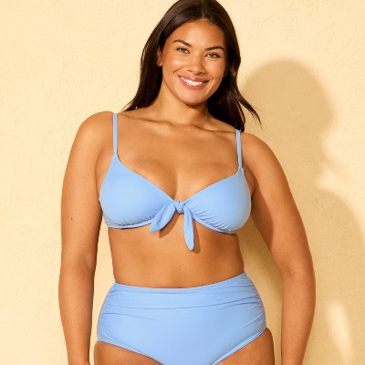 Shade & Shore Women's Tie-Front Underwire Bikini Top - Shade & Shore™ Blue 34B — фото 3