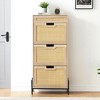 3 Flip Drawers Shoes Storage Cabinet Rattan Shoe Organizer with Metal Legs Freestanding Narrow Shoe Rack Cabinet for Entryway - 4 of 4