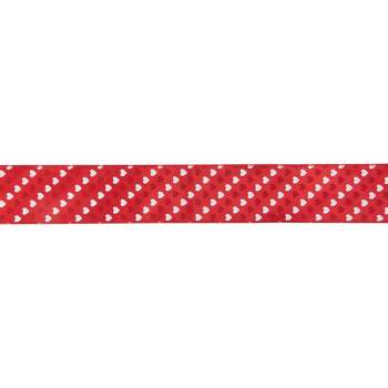 Northlight Red and White Diagonal Hearts Valentine's Day Wired Craft Ribbon 2.5" x 10 Yards