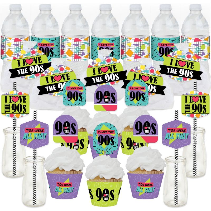 Big Dot of Happiness 90’s Throwback - 1990s Party Favors and Cupcake Kit - Fabulous Favor Party Pack - 100 Pieces, 1 of 9